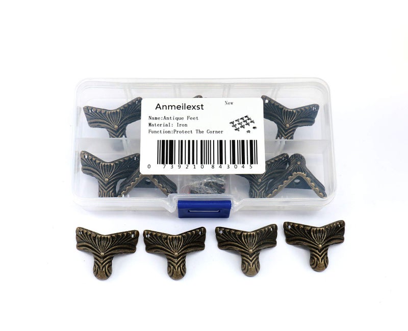 Anmeilexst 12 Pcs Vintage Bronze Foot Wooden Box, Gift Box, Jewelry Box Leg Foot Corner Protector (Contains Bronze Screws) - Image 5